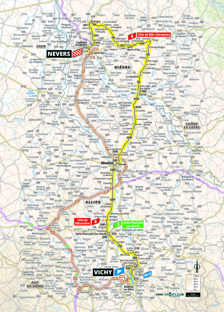 Die Streckenkarte der 11. Etappe der Tour de France 2026
