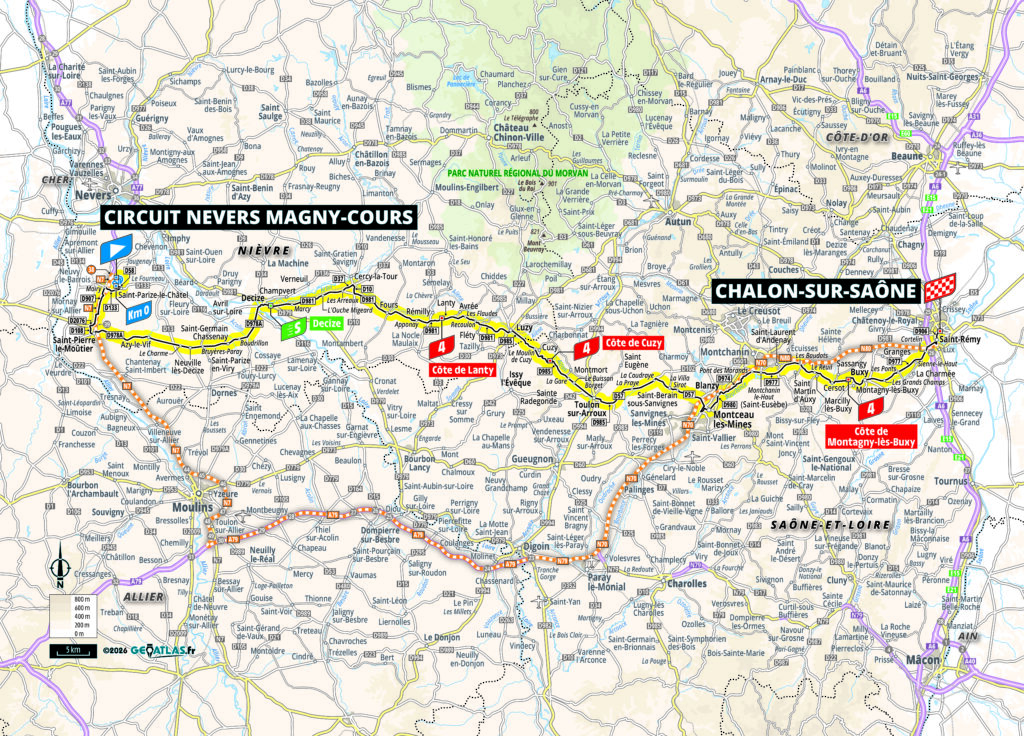 Die Streckenkarte der 12. Etappe der Tour de France 2026