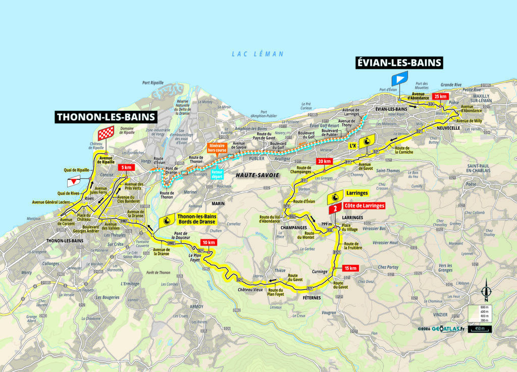 Die Streckenkarte der 16. Etappe der Tour de France 2026