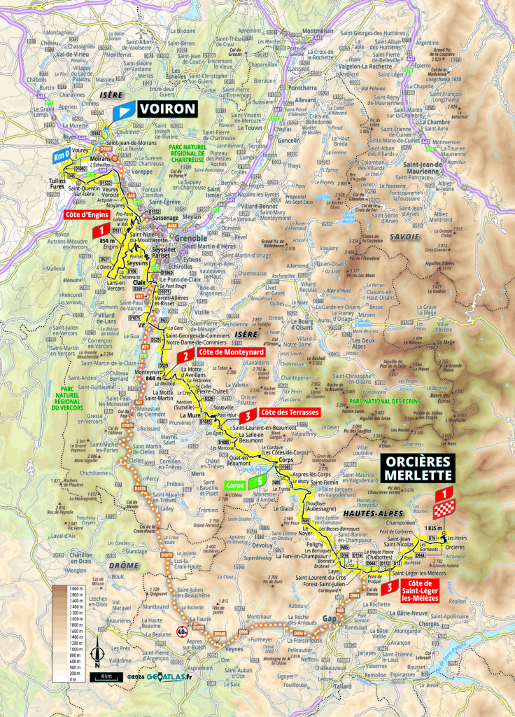 Die Streckenkarte der 18. Etappe der Tour de France 2026