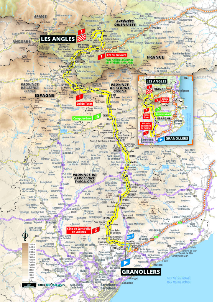 Die Streckenkarte der 3. Etappe der Tour de France 2026