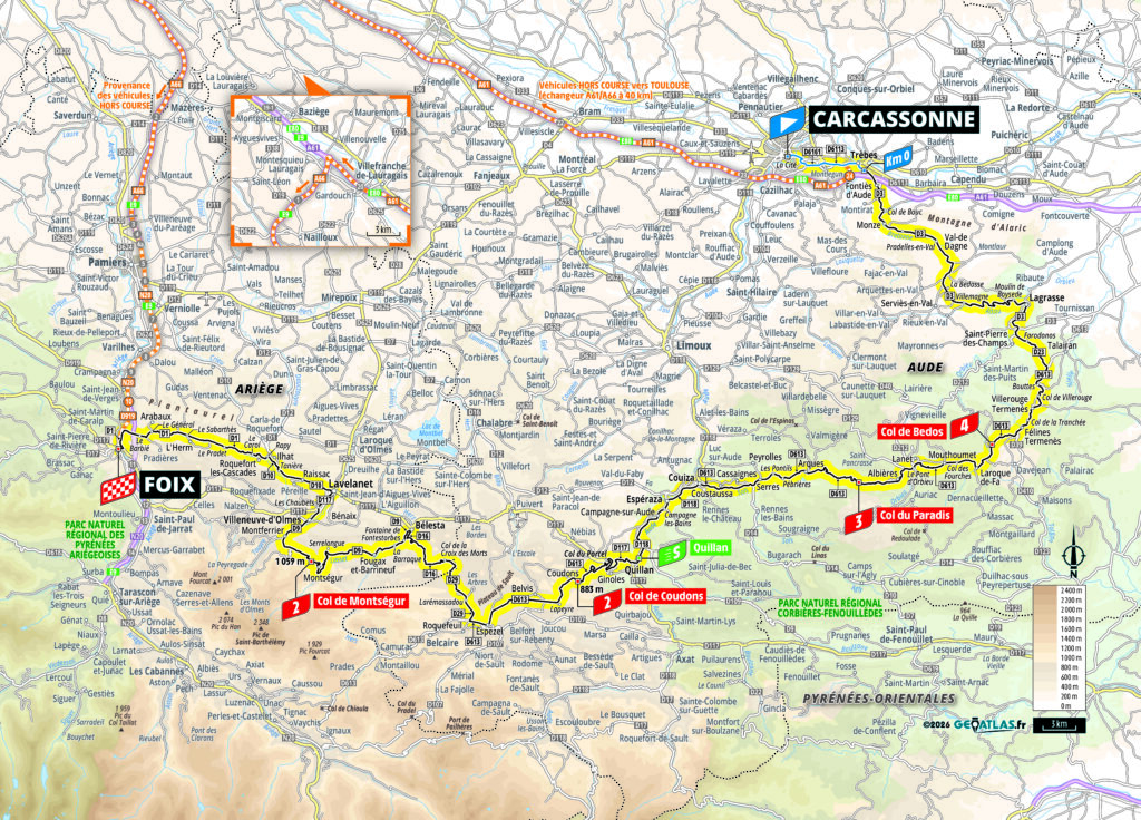 Die Streckenkarte der 4. Etappe der Tour de France 2026