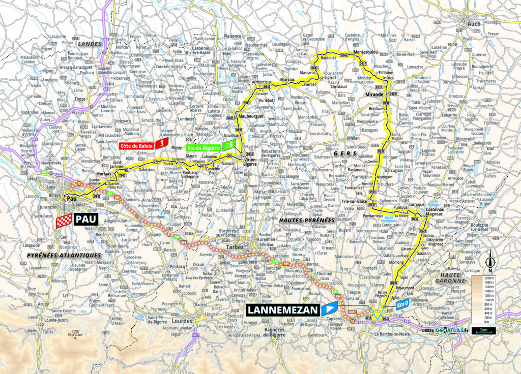 Die Streckenkarte der 5. Etappe der Tour de France 2026