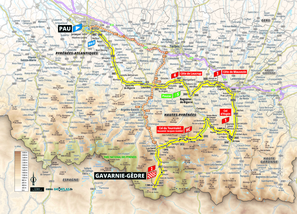 Die Streckenkarte der 6. Etappe der Tour de France 2026