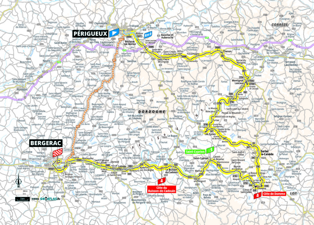 Die Streckenkarte der 8. Etappe der Tour de France 2026