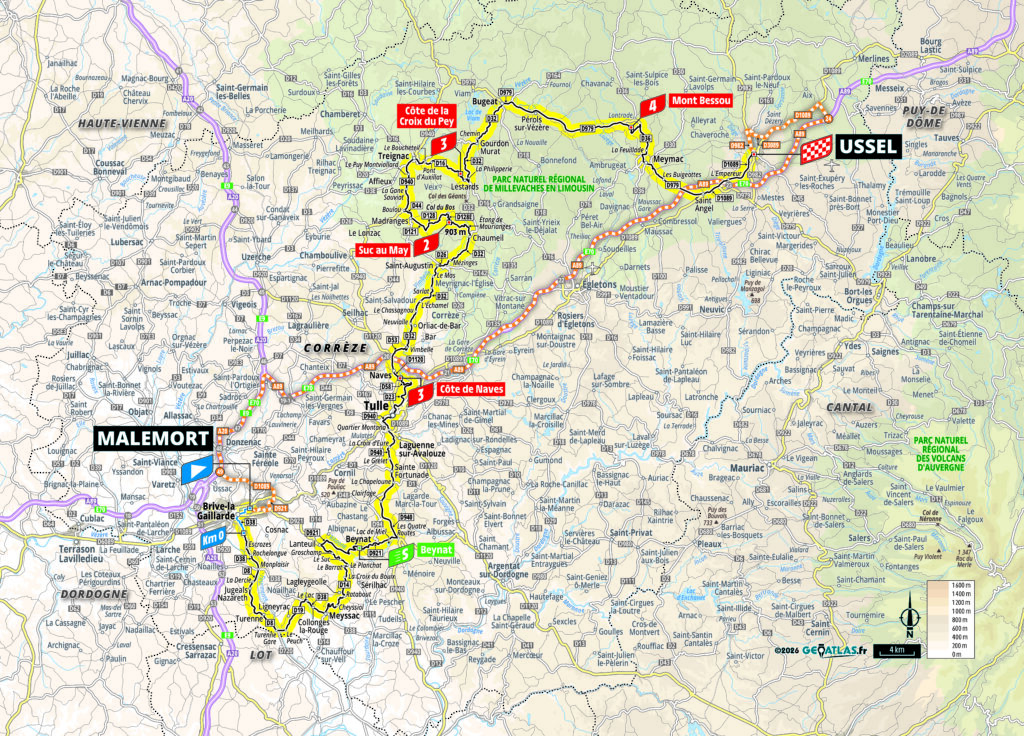 Die Streckenkarte der 9. Etappe der Tour de France 2026