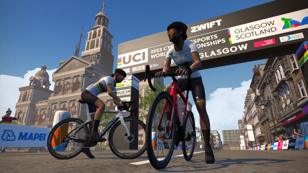 E-Cycling Weltmeisterschaften auf den virtuellen Straßen von Glasgow