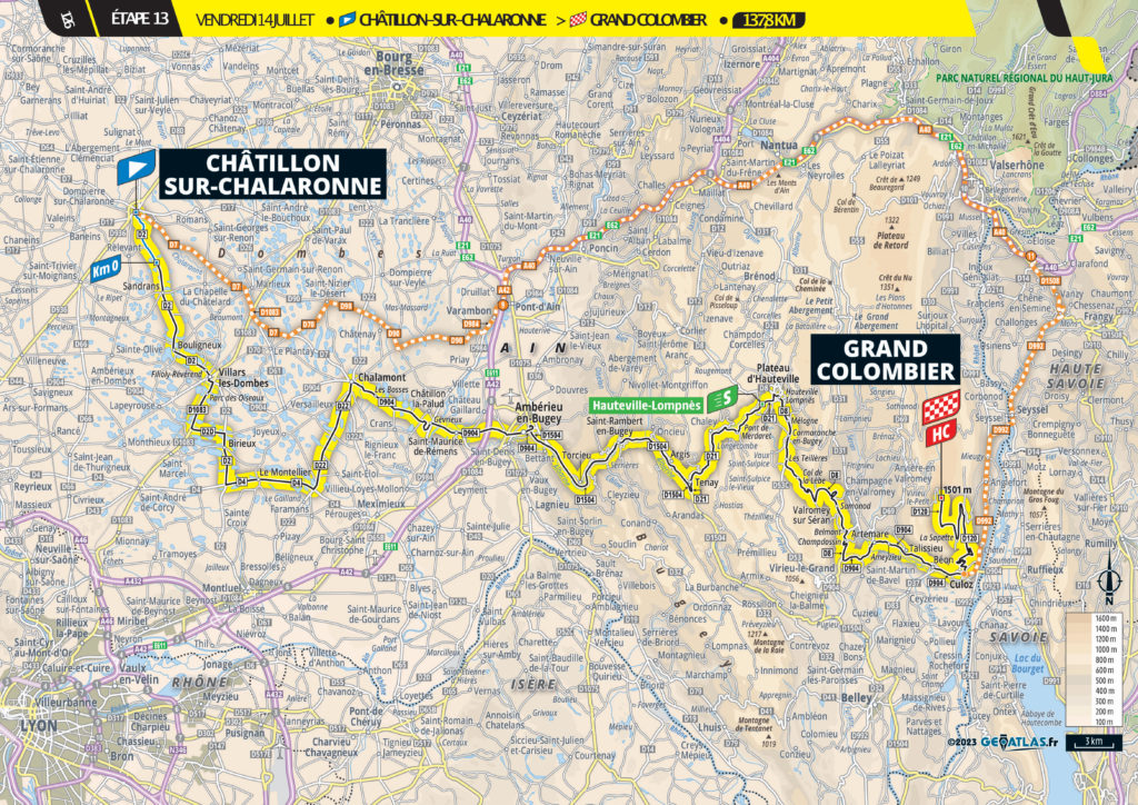 Strecke der 13. Etappe der Tour de France 2023