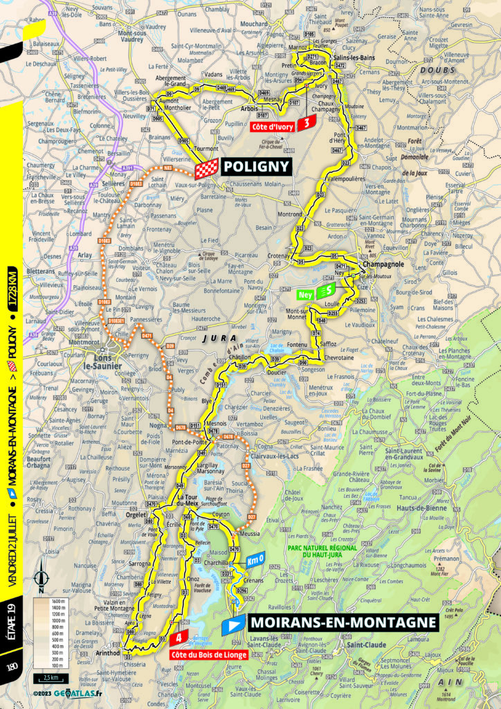 Strecke der 19. Etappe der Tour de France 2023