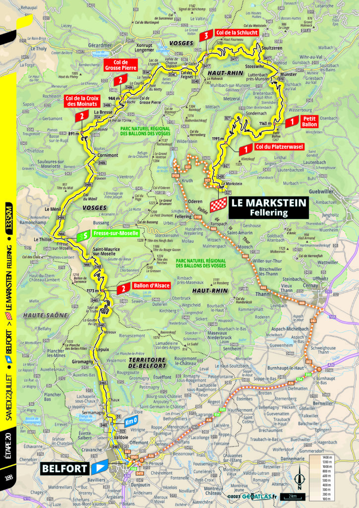 Strecke der 20. Etappe der Tour de France 2023