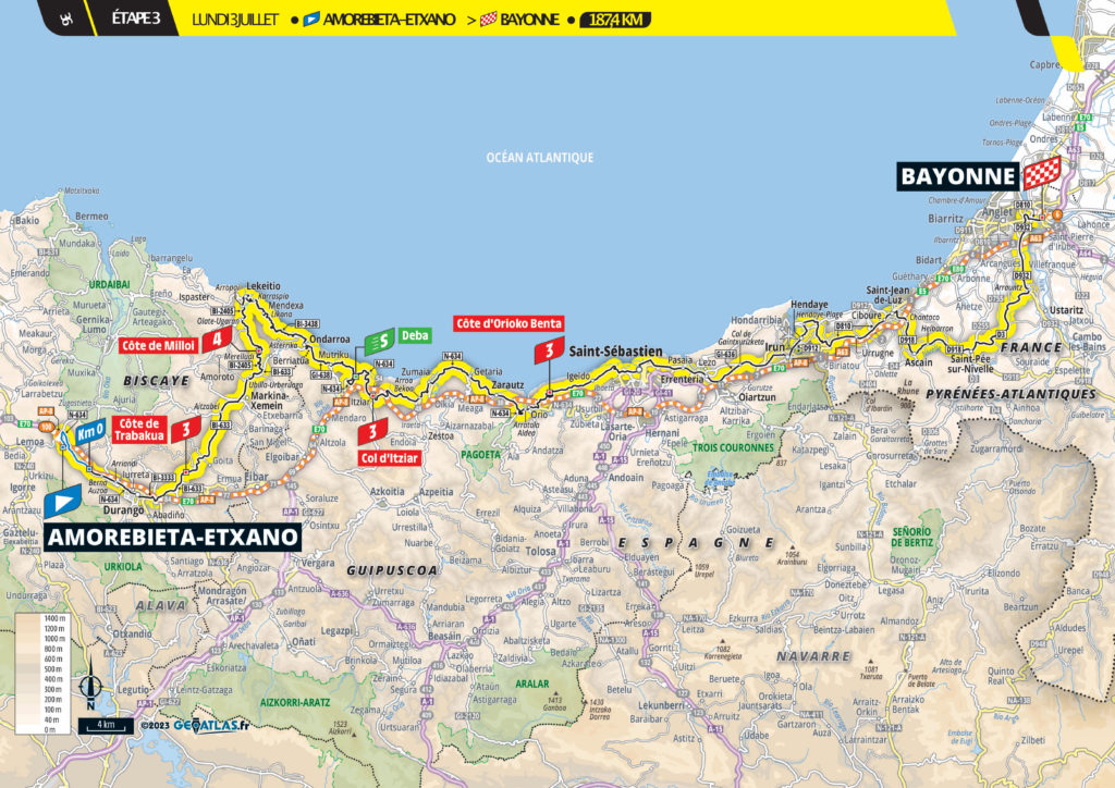 Strecke der 3. Etappe der Tour de France 2023