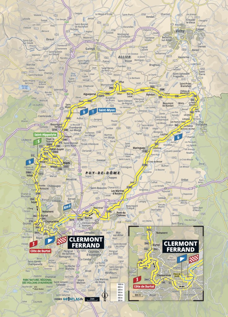 Streckenkarte der 1. Etappe der Tour de France Femmes 2023