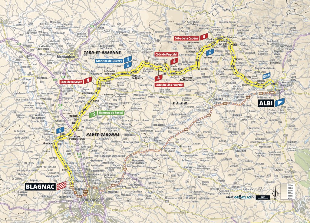 Streckenkarte der 6. Etappe der Tour de France Femmes 2023