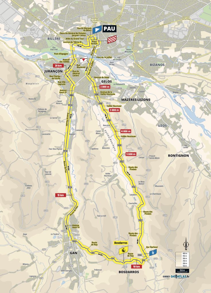 Streckenkarte der 8. Etappe der Tour de France Femmes 2023
