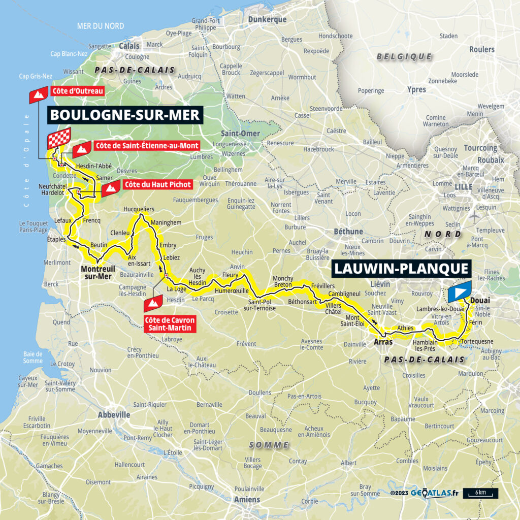 Streckenkarte der 2. Etappe der Tour de France 2025